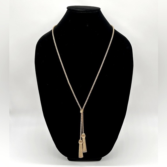 Vintage J. Crew Gold Tone Long Tassel Necklace 40" - Picture 1 of 5